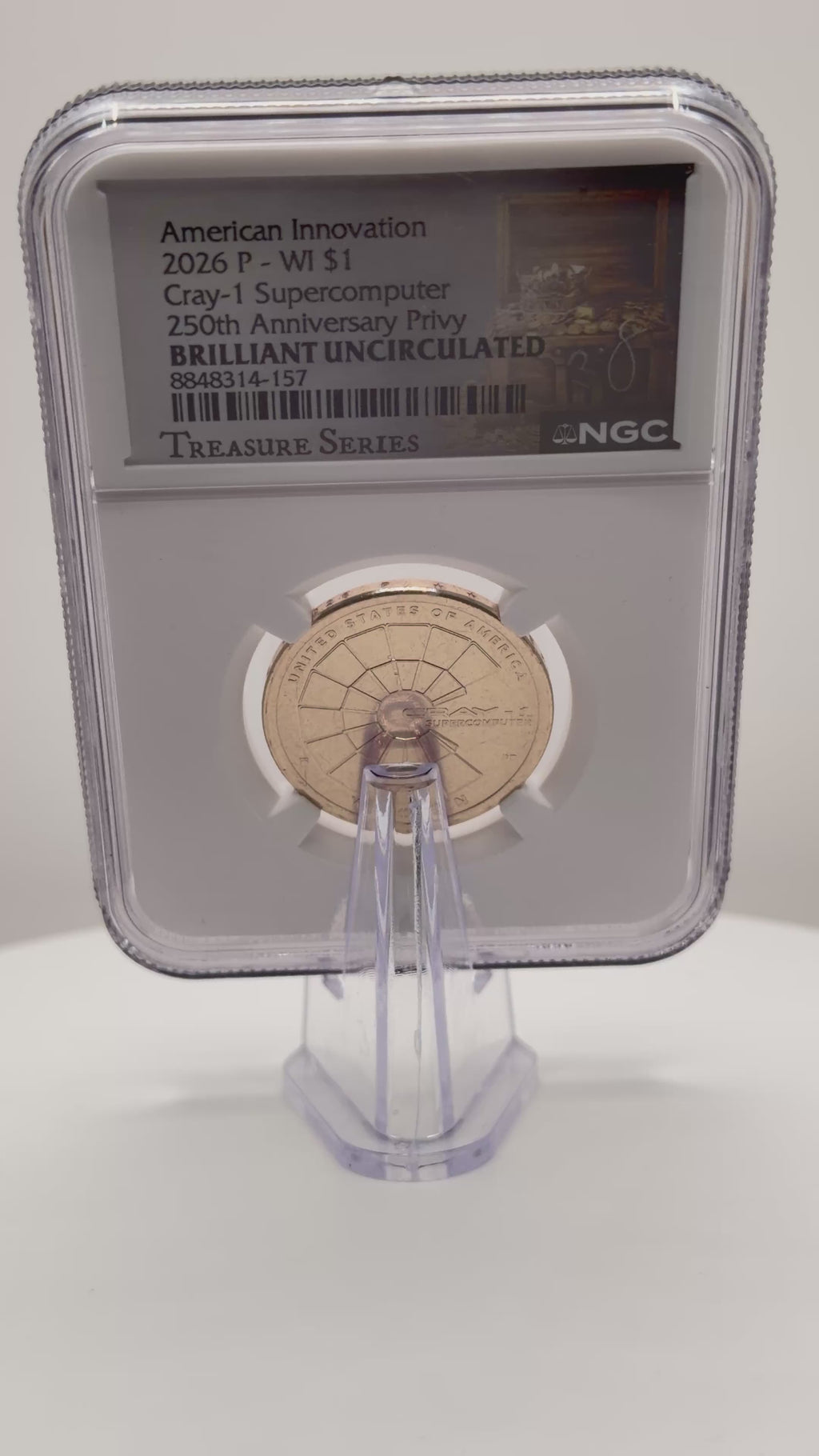 2026-P WI $1 American Innovation 'Cray-1 Supercomputer' NGC BU (Treasure Series)