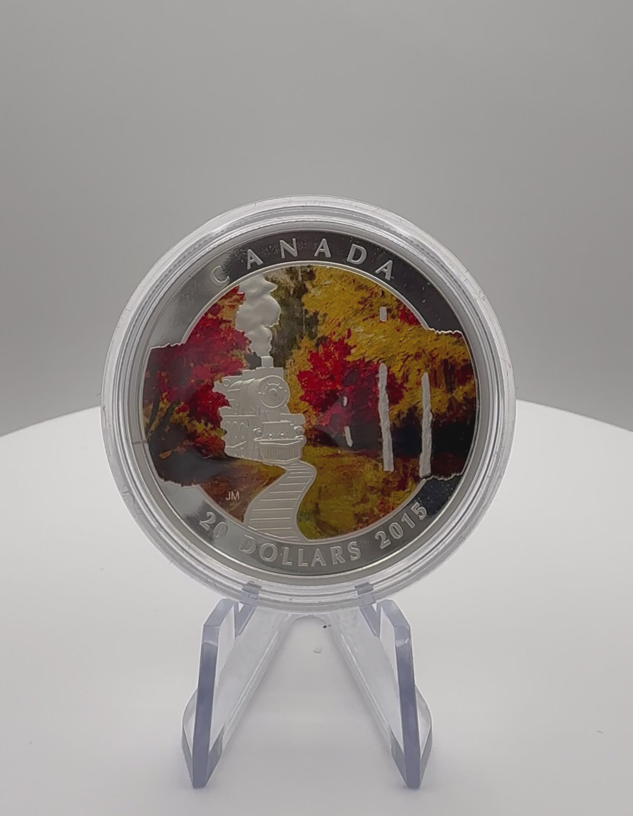 2015 Canada $20 Autumn Express 1 oz Fine Silver Coloured Coin (with Box & COA)