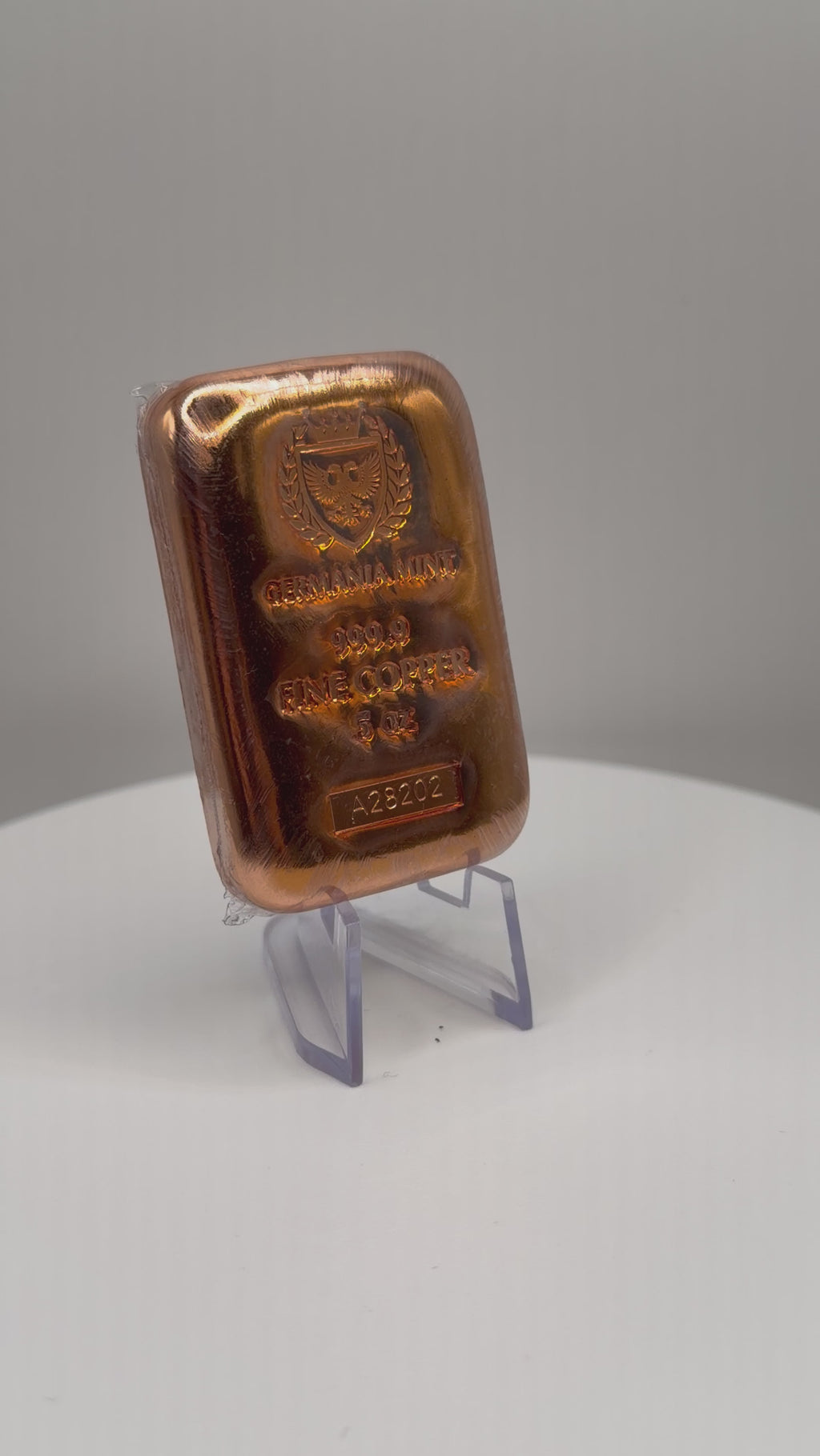 Germania Mint 5 oz Copper Cast Bar (.9999 Fine Copper)