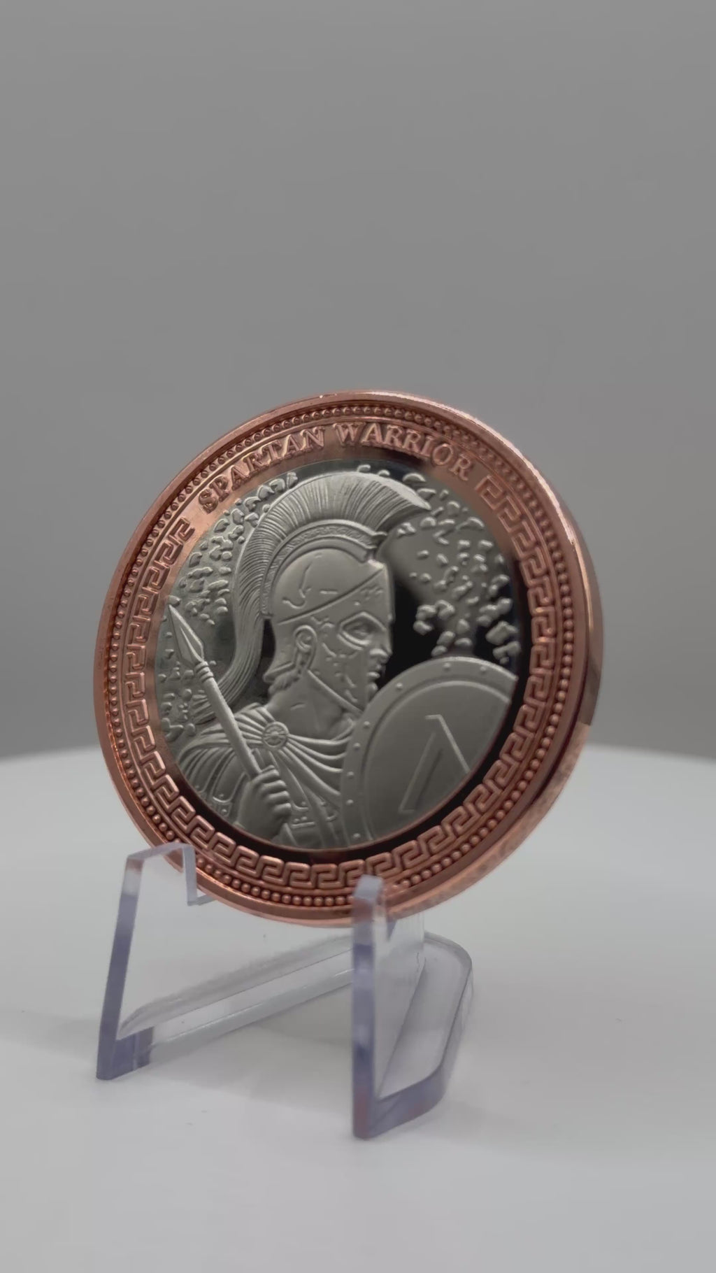 Spartan Warrior Bi-Metallic Collectible Round - 1 oz High Relief Copper & Cupronickel Pocket Coin, Greek History Gift