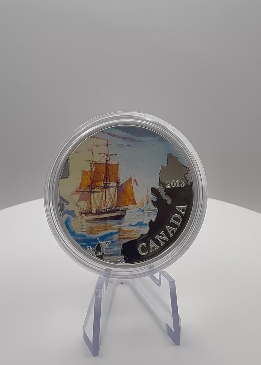 2015 Canada $20 Lost Ships in Canadian Waters: Franklin's Lost Expedition 1 oz Pure Silver Coloured Coin