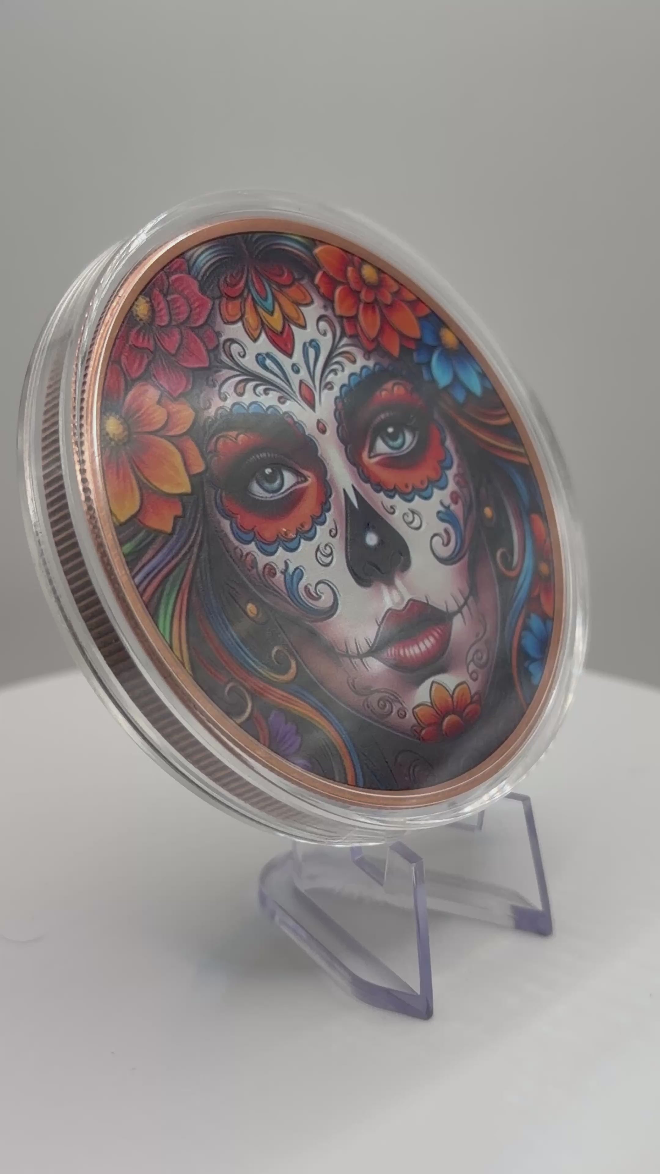 La Catrina Day of the Dead 5 oz Colorized .999 Copper Round