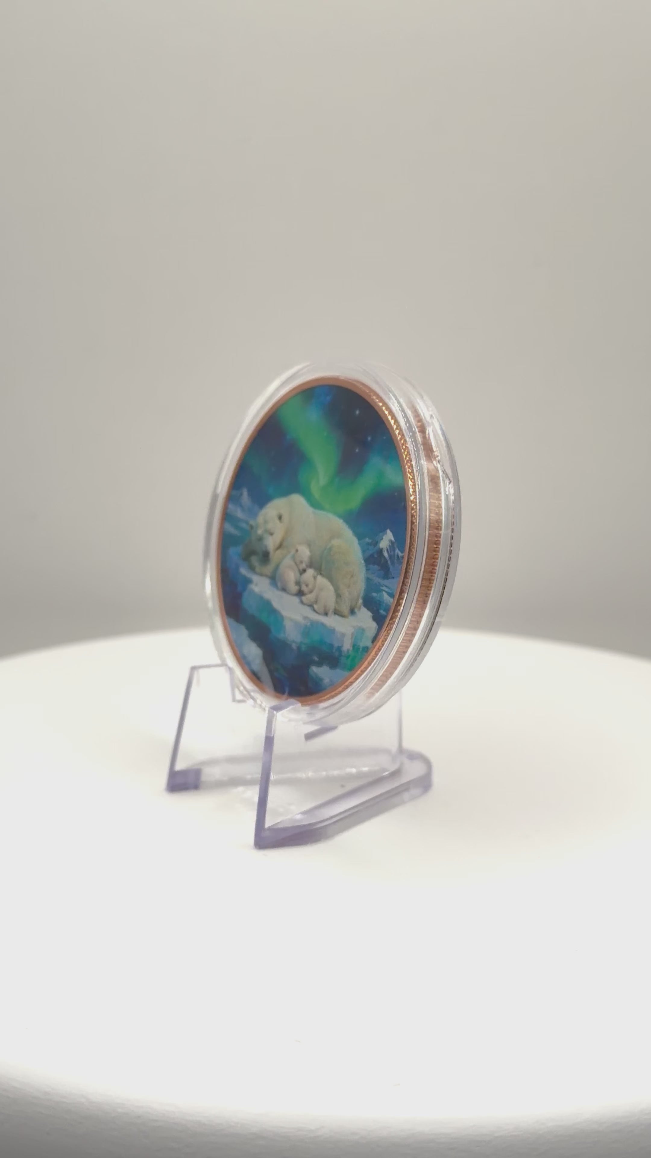 Arctic Polar Bear Hourglass 1 oz .999 Fine Copper Art Round - Limited Edition Colorized Bullion