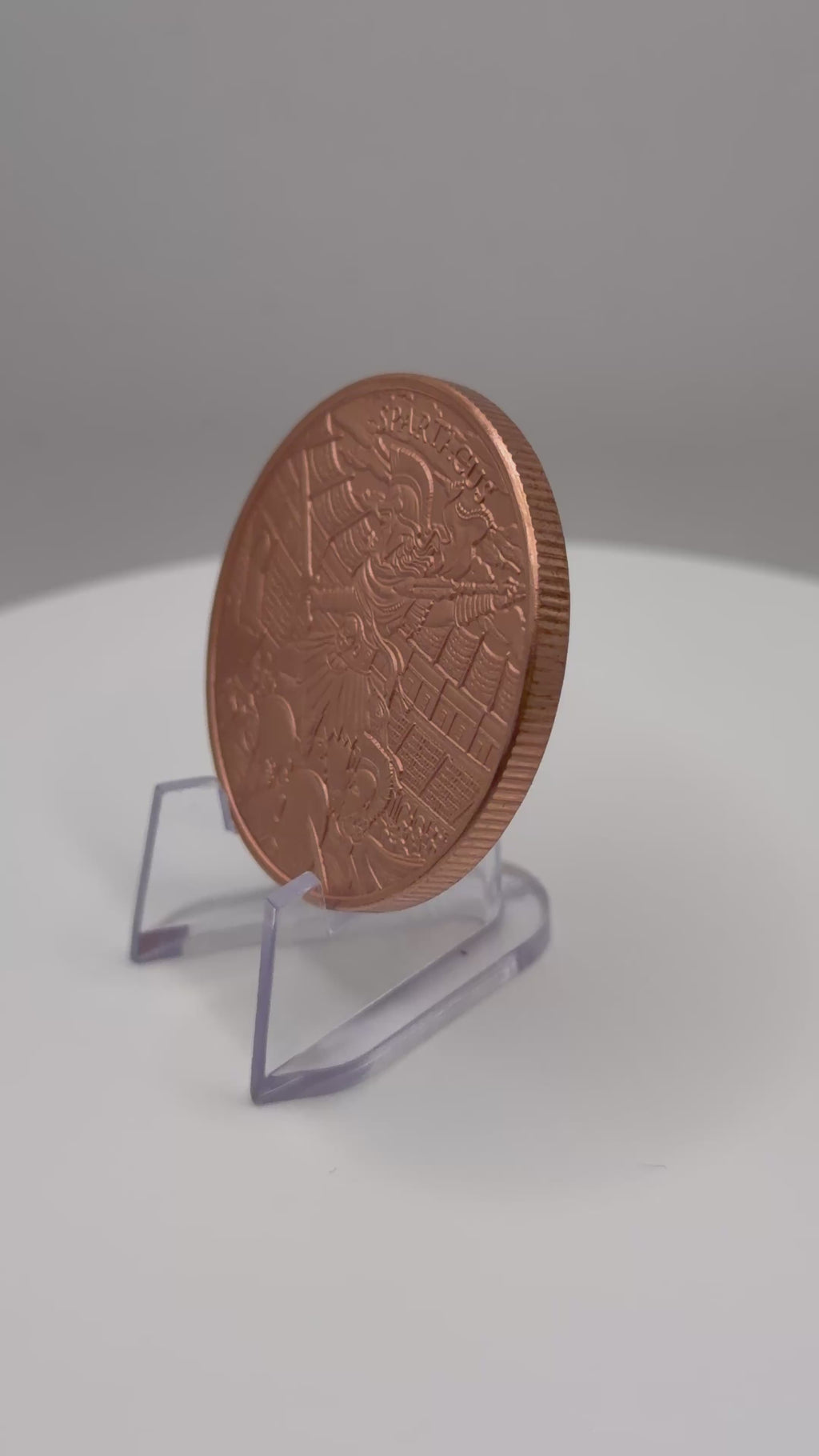 Spartacus 1 oz .999 Pure Copper Round - Legendary Warriors Series High Relief Gladiator Pocket Coin, Roman History Gift