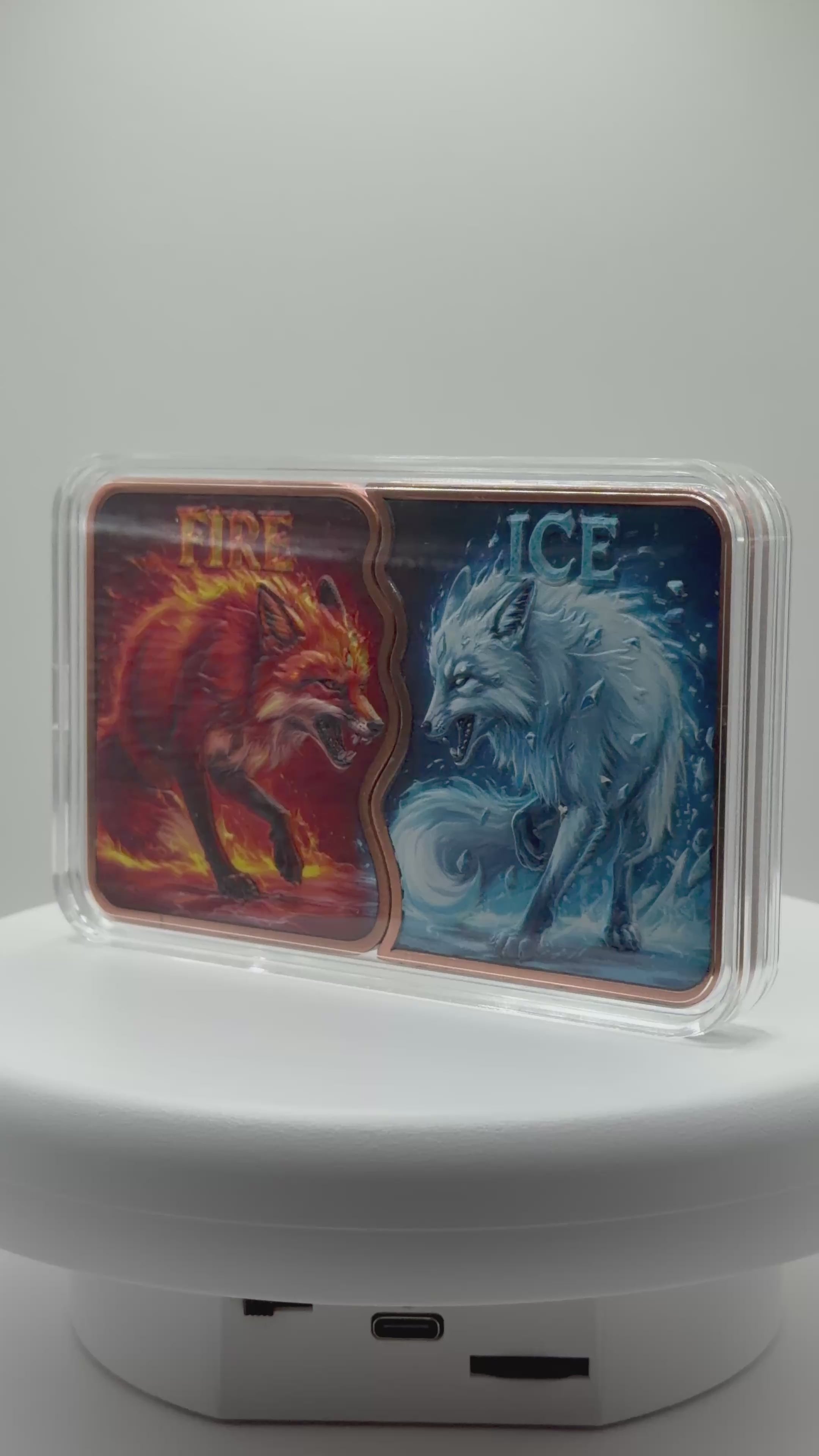 Fire and Ice Fox 10 oz Interlocking .999 Copper Art Bar Set