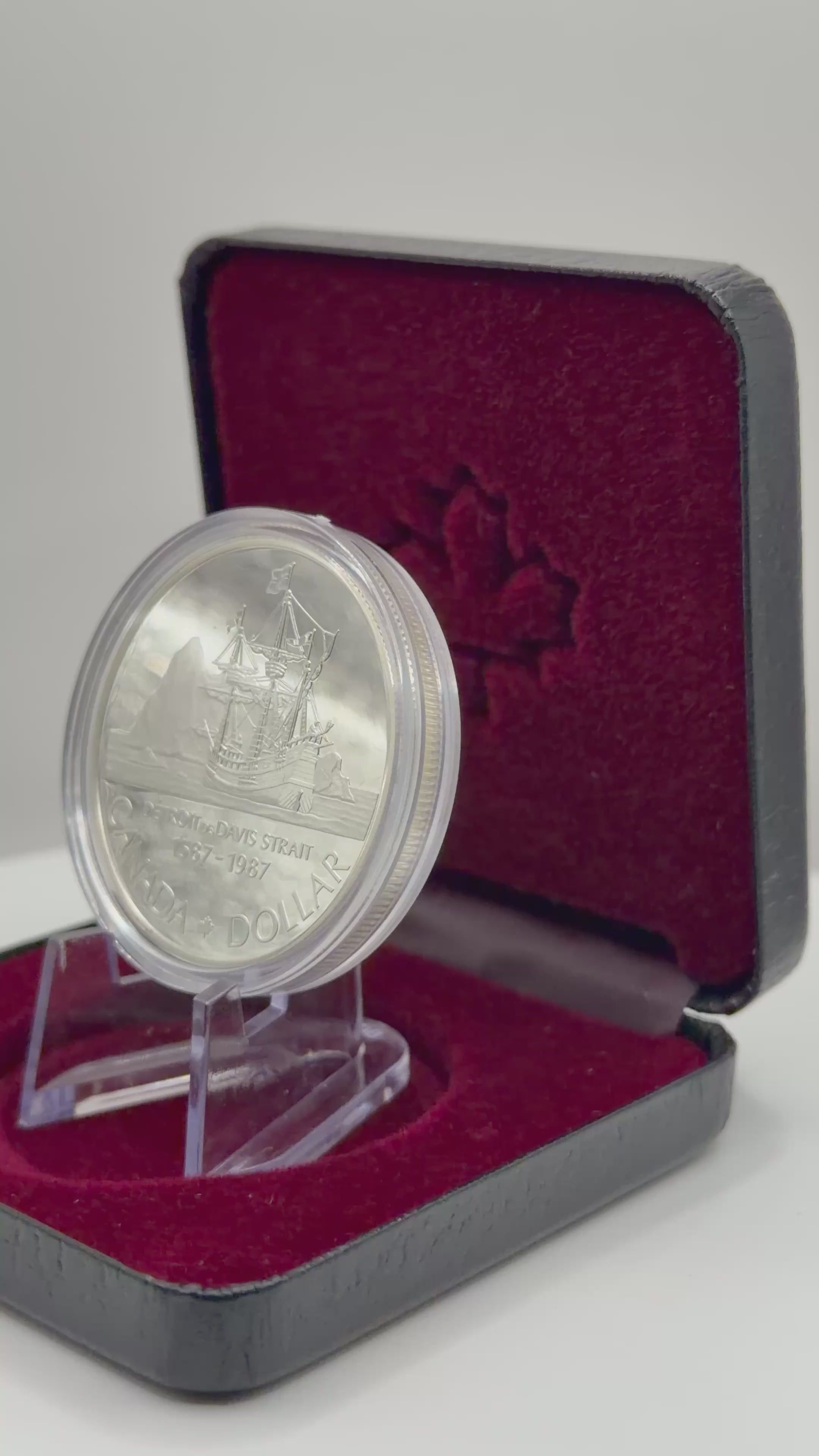 1987 Canada Davis Strait Centennial $1 Silver Proof Coin Boxed