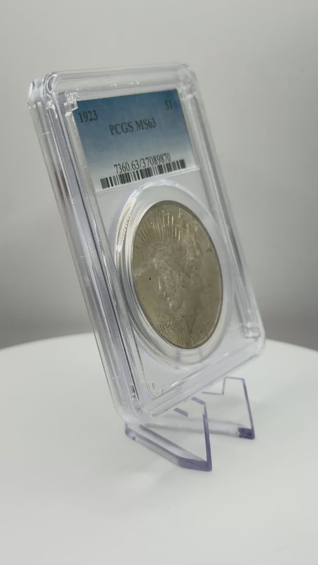 1923 US Mint Peace Silver Dollar $1 – PCGS MS63 (Cert #37089870)