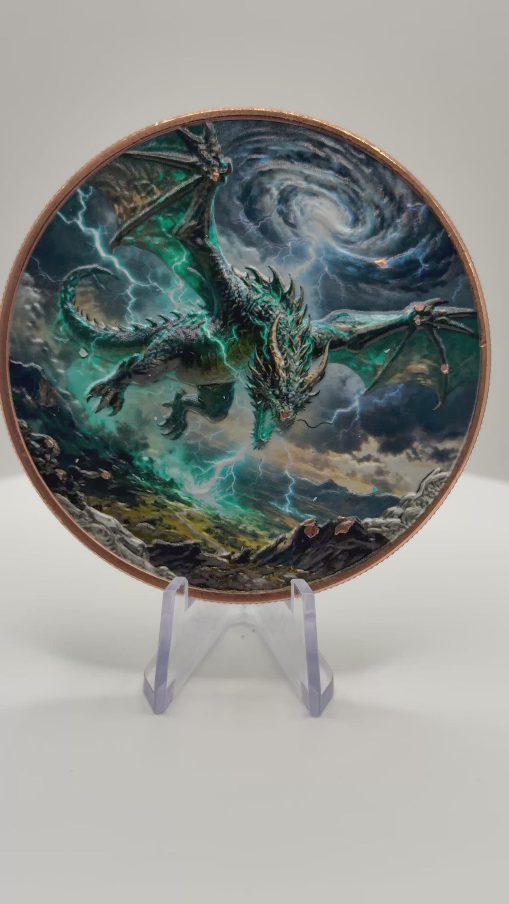 Storm Dragon 5 oz .999 Fine Copper Round – Colorized Fantasy Collectible