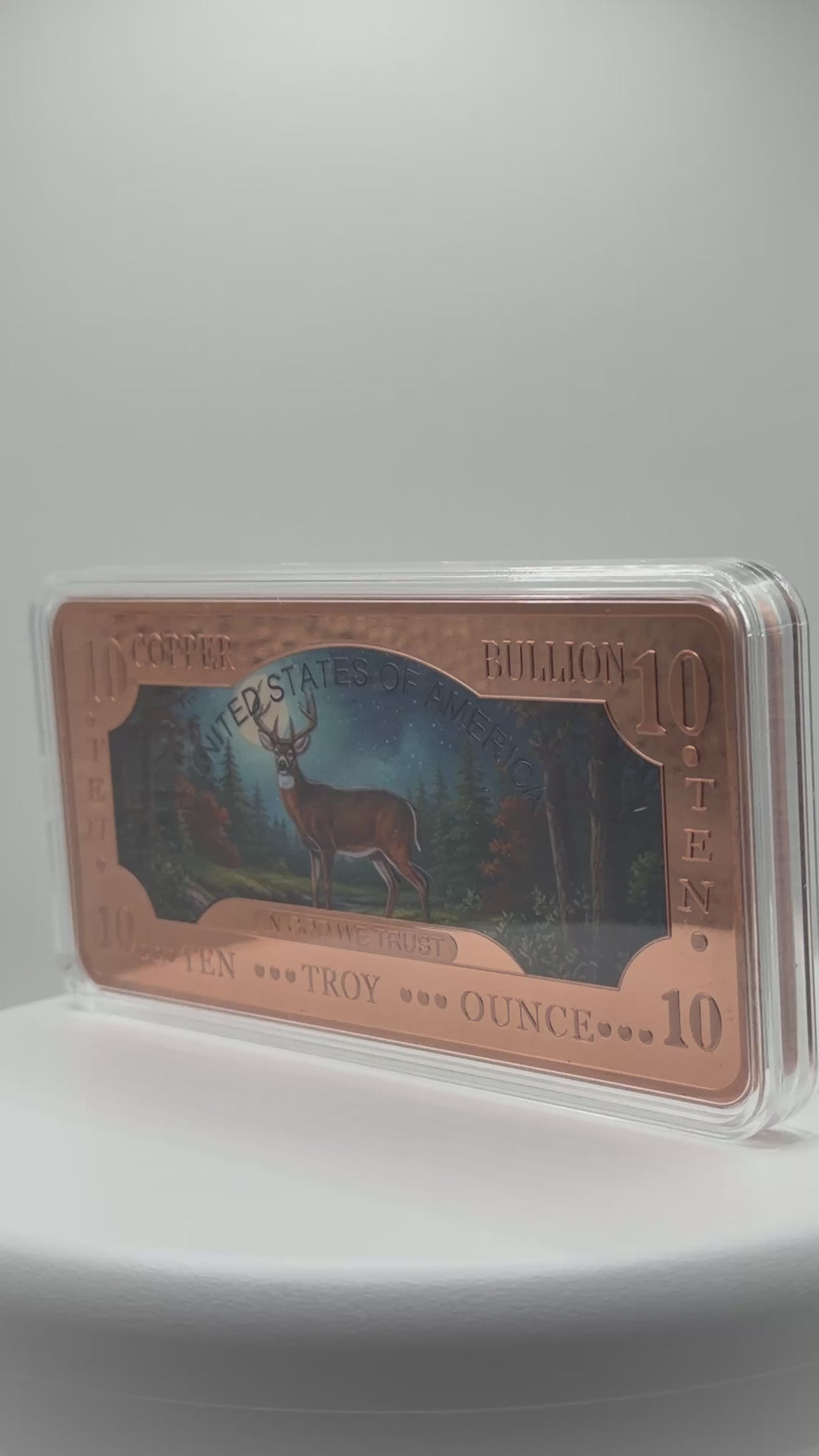 10 oz Deer Currency Colorized .999 Fine Copper Art Bar Bullion
