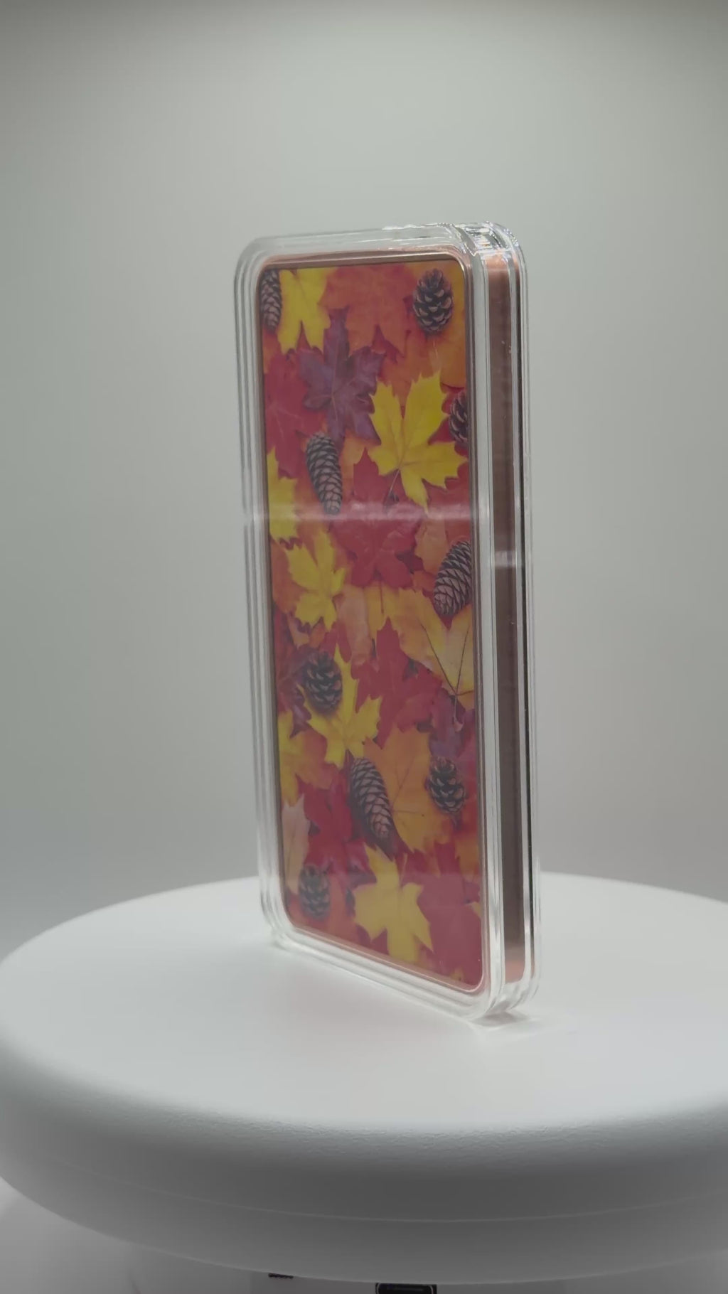 Autumn Leaves & Pinecones 10 oz Colorized .999 Copper Art Bar