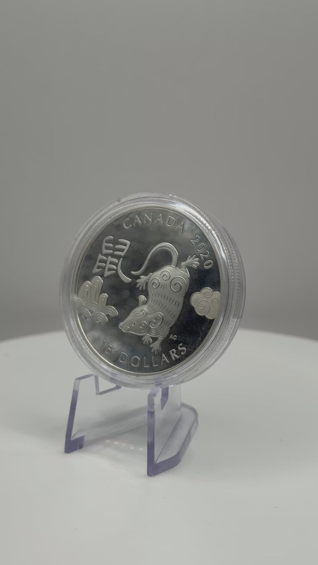 2020 Canada $15 Lunar Year of the Rat 1 oz Silver Proof Coin with COA and Box