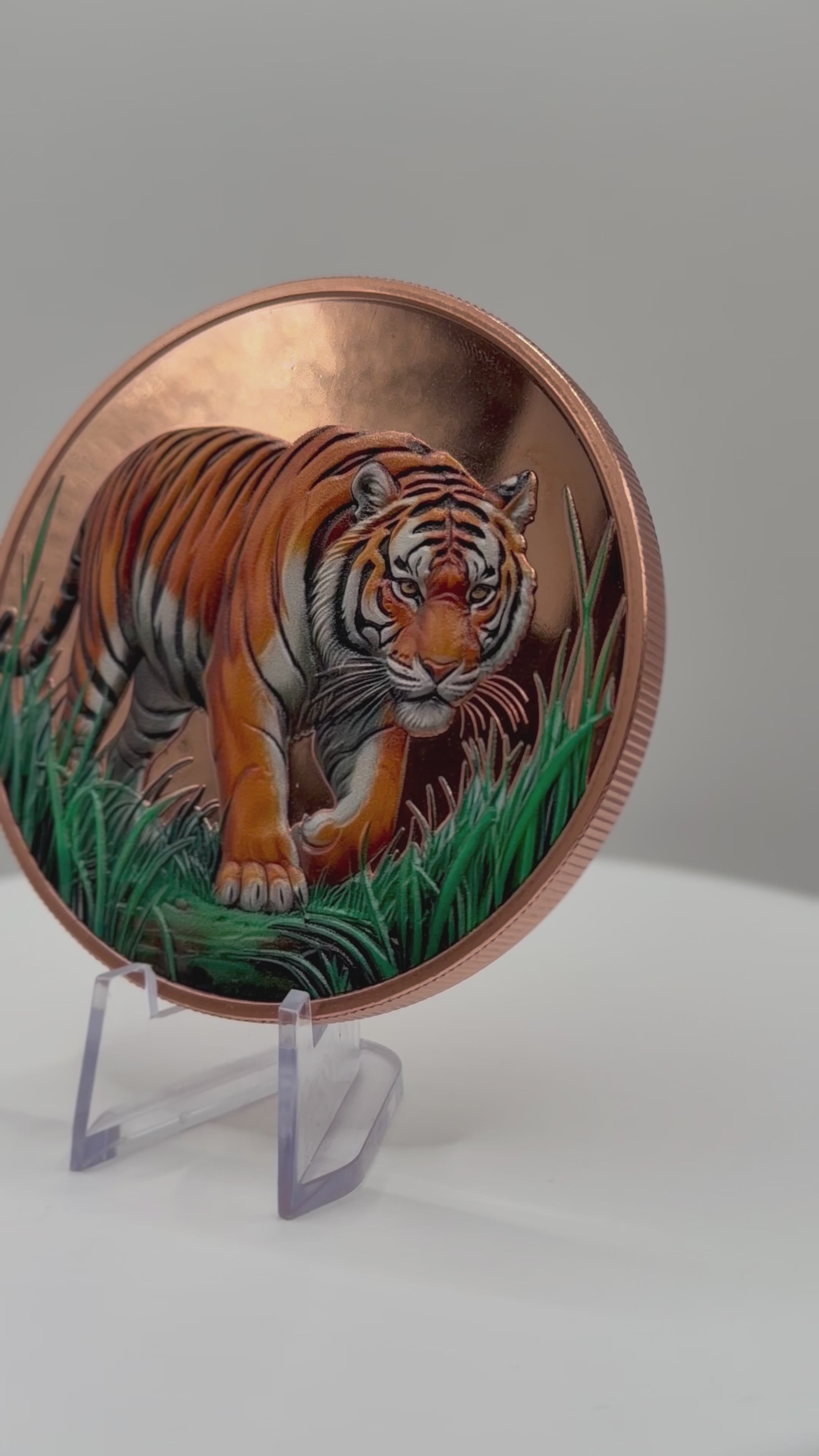 Lotus Mint Siberian Tiger Colorized 5 oz Pure .999 Copper Big Cat Series