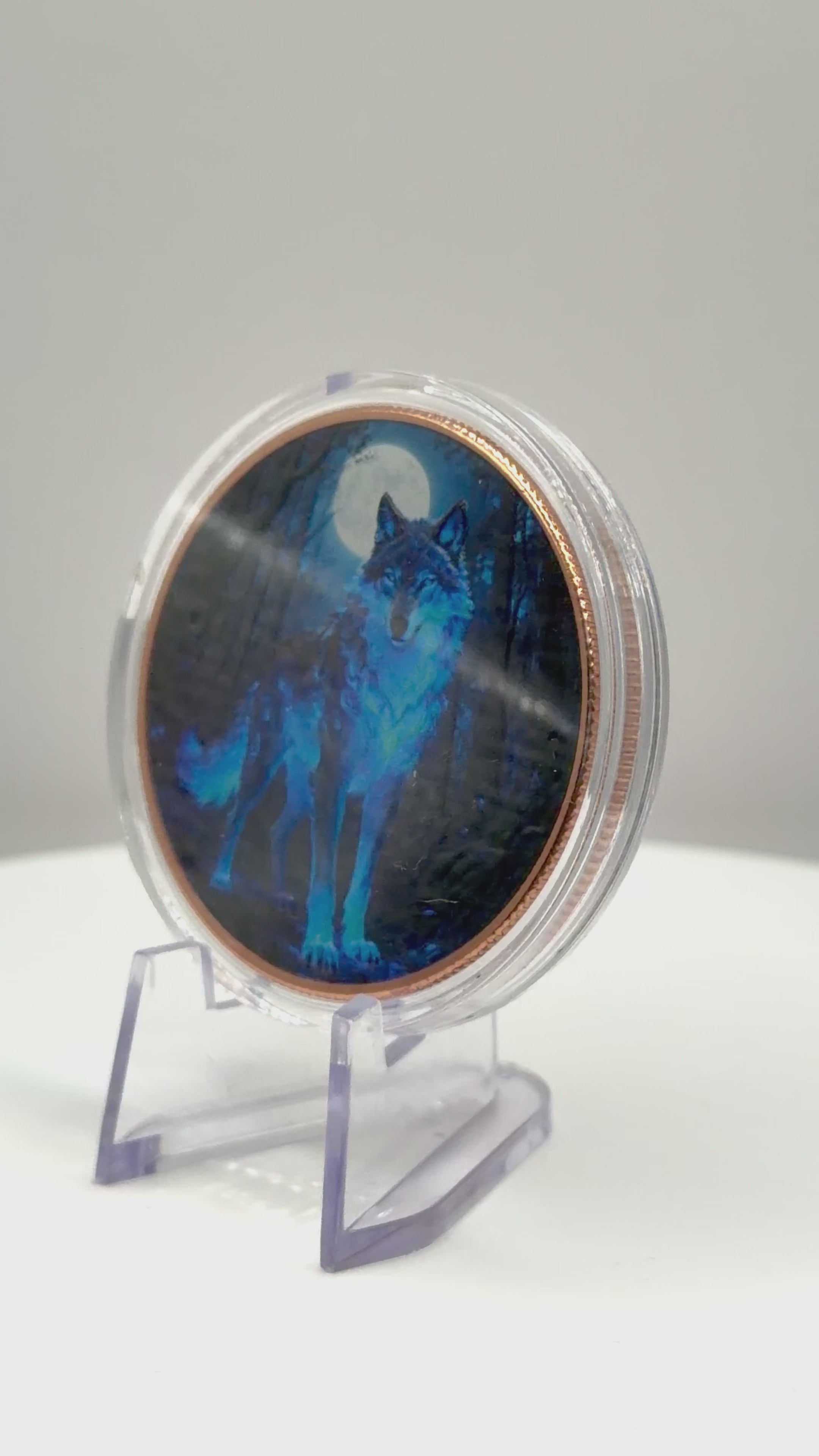Midnight Timber Wolf Moon 1 oz .999 Fine Copper Art Round - Limited Edition Colorized Bullion