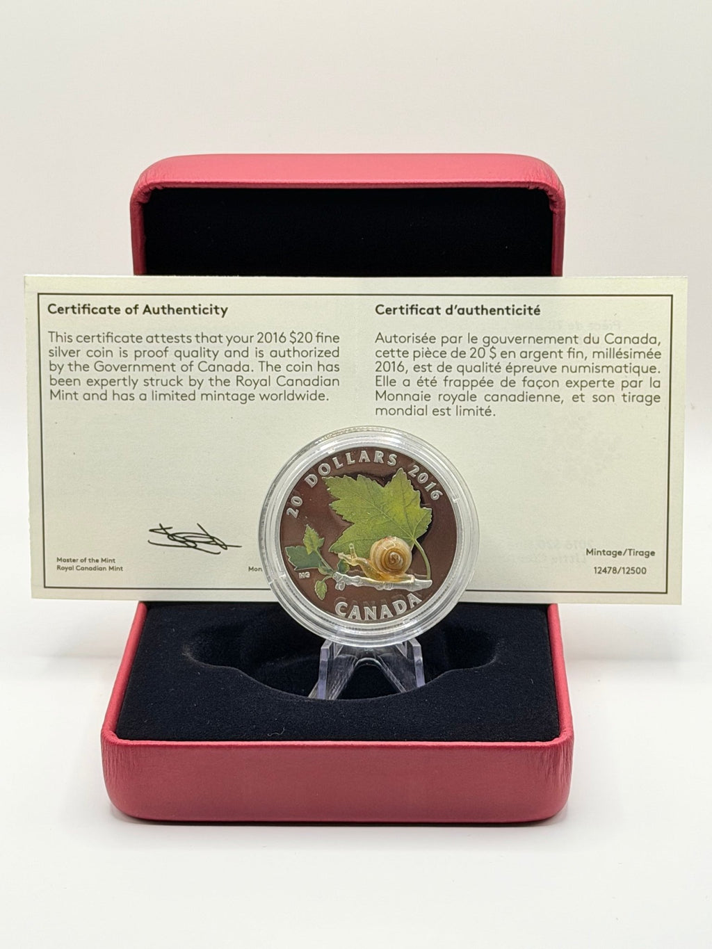 2016 Canada $20 Little Creatures Venetian Glass Snail Silver Coin - MMmetalsandmore