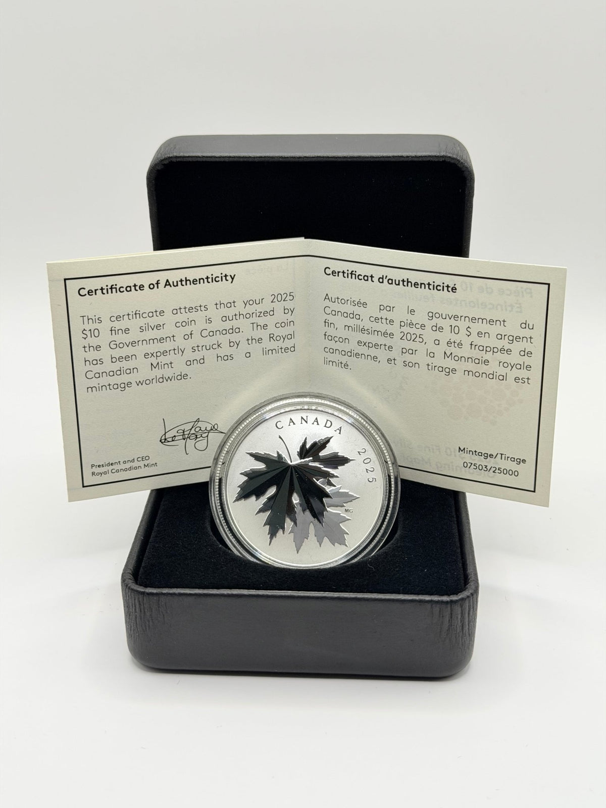 2025 Canada $10 Gleaming Maple Leaves Silver Coin - MMmetalsandmore
