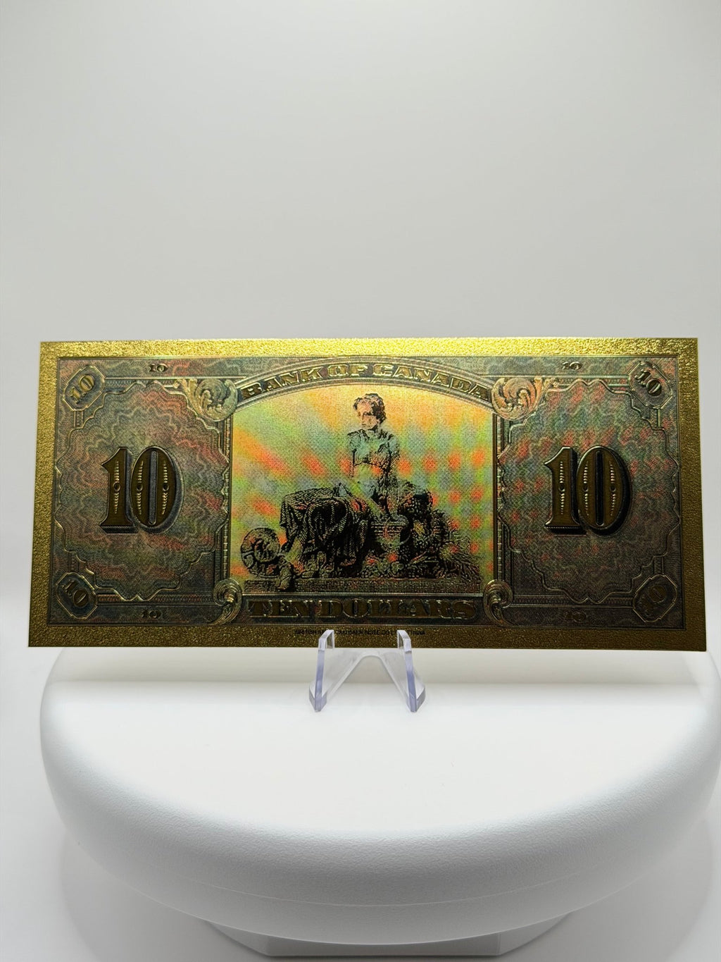 Lot of Bank of Canada One Dollar Gold Foil Note Replica, Vintage Canadian Currency Decor, 24K Plated Novelty Banknote Gift - MMmetalsandmore