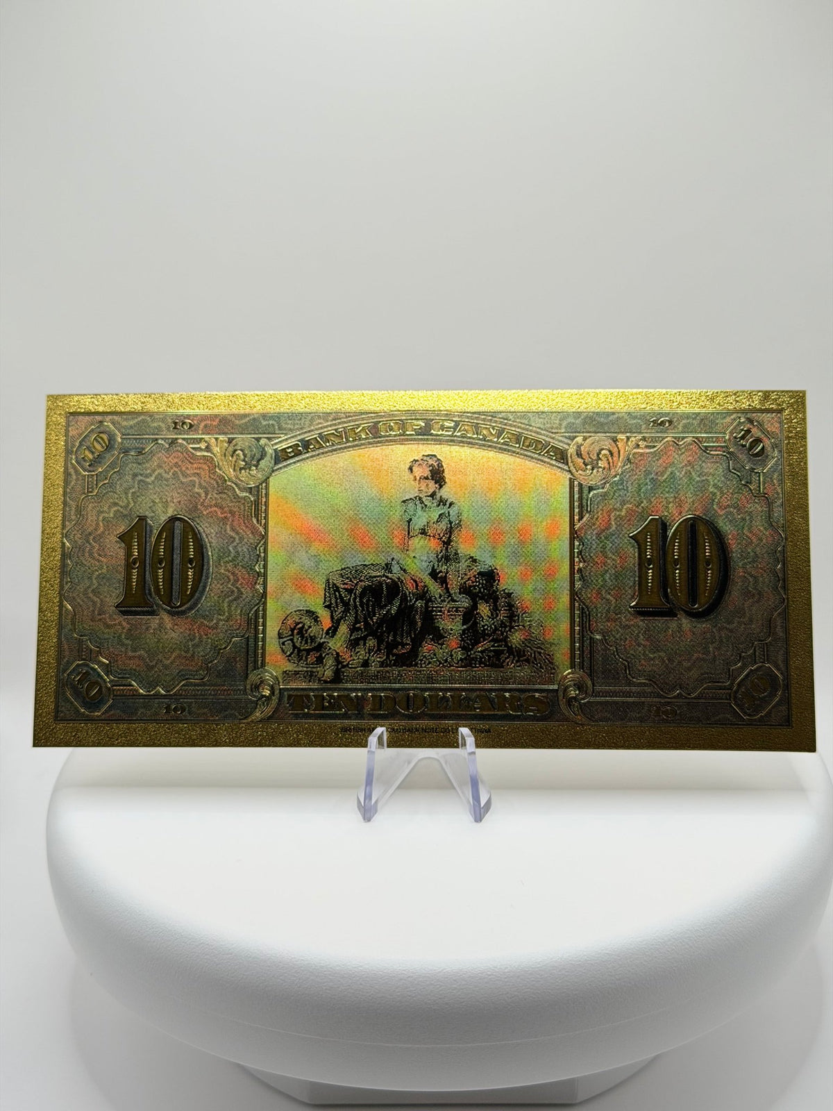 Lot of Bank of Canada One Dollar Gold Foil Note Replica, Vintage Canadian Currency Decor, 24K Plated Novelty Banknote Gift - MMmetalsandmore