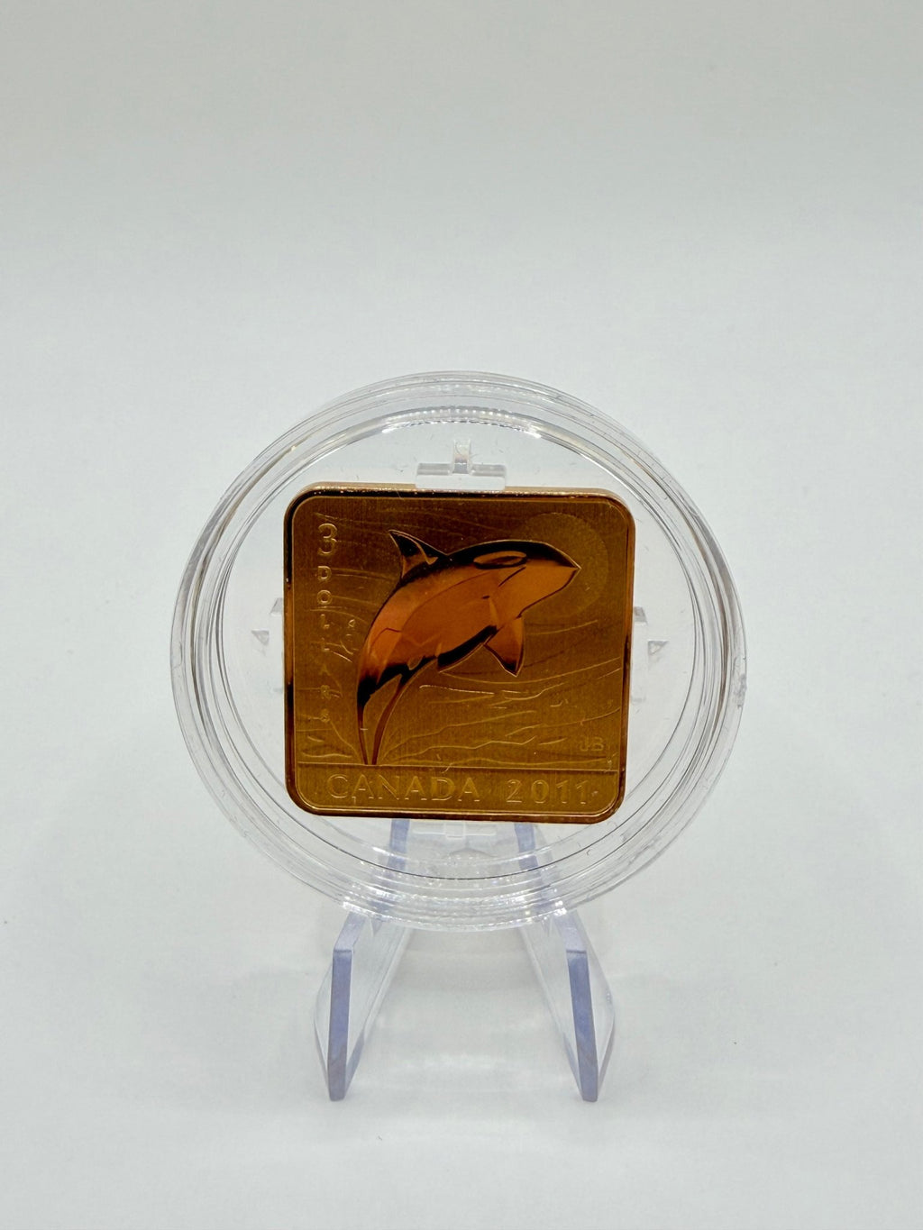 2011 Canada $3 Wildlife Conservation Series: Orca Whale Gold-Plated Sterling Silver Square Coin (Box & COA) - MMmetalsandmore