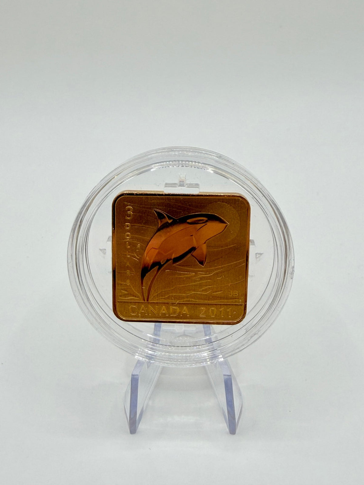 2011 Canada $3 Wildlife Conservation Series: Orca Whale Gold-Plated Sterling Silver Square Coin (Box & COA) - MMmetalsandmore
