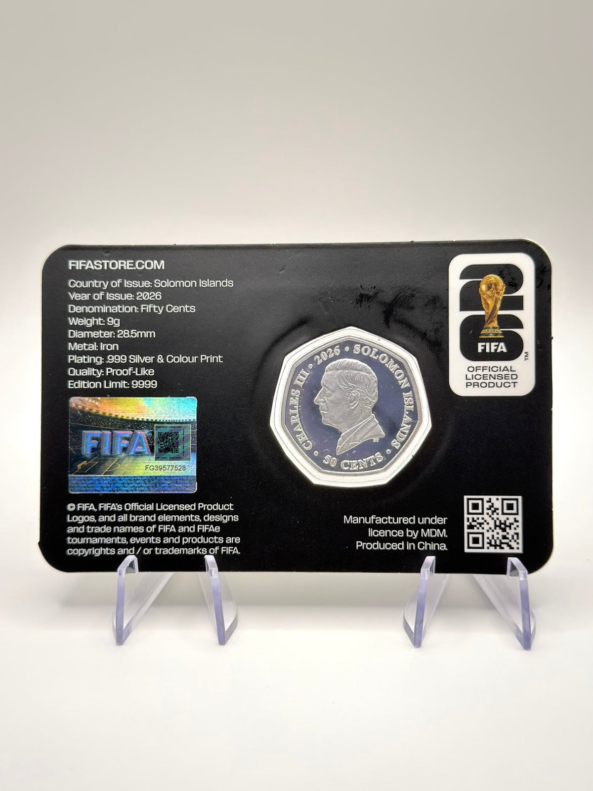 2026 Solomon Islands FIFA World Cup Trophy 50 Cents Coin In Card MDM Official Licensed - MMmetalsandmore