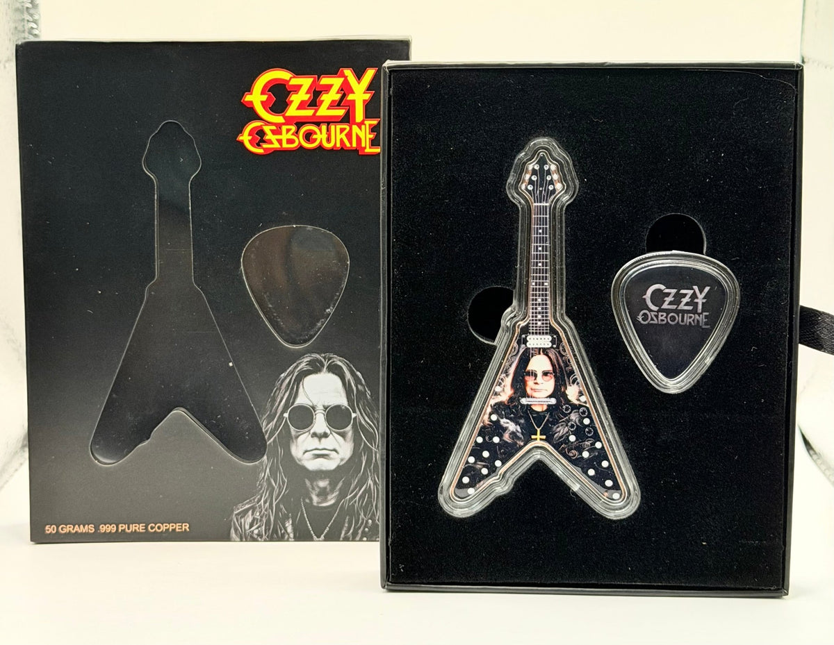 2026 Rock Icons Guitar & Pick Set 54.6g .999 Pure Copper Limited Edition Box - MMmetalsandmore