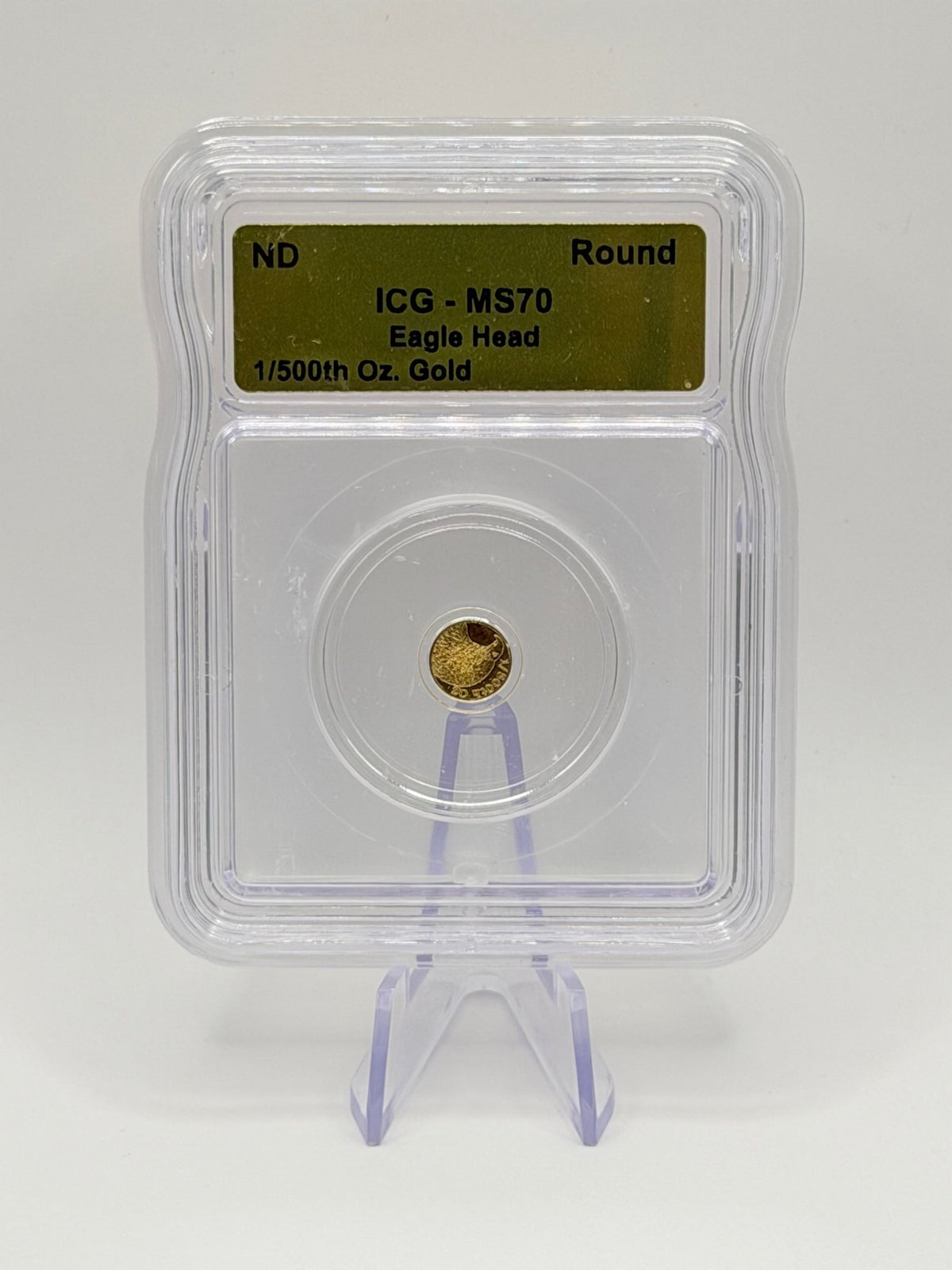 ICG MS70 Eagle Head 1/500th oz Fractional Gold Round Slabbed - MMmetalsandmore