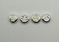 Hand-Poured .999 Fine Silver 1 Gram Art Buttons – 4-Piece Custom Stamped Set - MMmetalsandmore