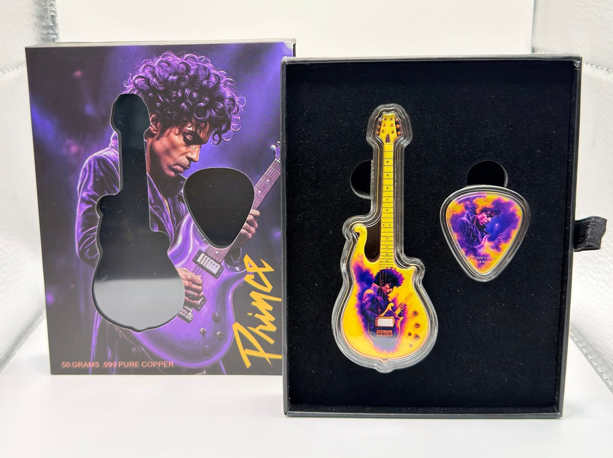 2026 Rock Icons Guitar & Pick Set 54.6g .999 Pure Copper Limited Edition Box - MMmetalsandmore