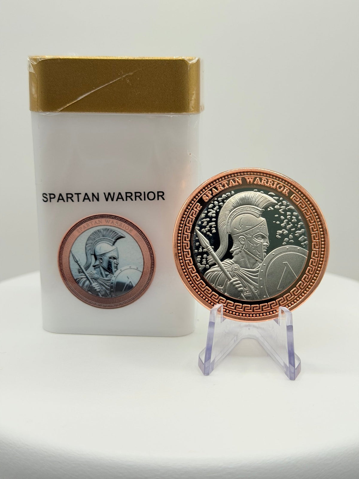 Spartan Warrior Bi-Metallic Collectible Round - 1 oz High Relief Copper & Cupronickel Pocket Coin, Greek History Gift - MMmetalsandmore