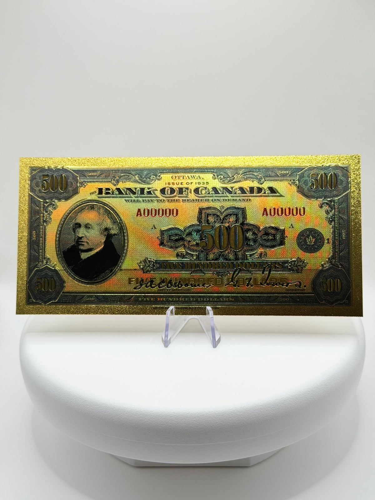 Lot of Bank of Canada One Dollar Gold Foil Note Replica, Vintage Canadian Currency Decor, 24K Plated Novelty Banknote Gift - MMmetalsandmore