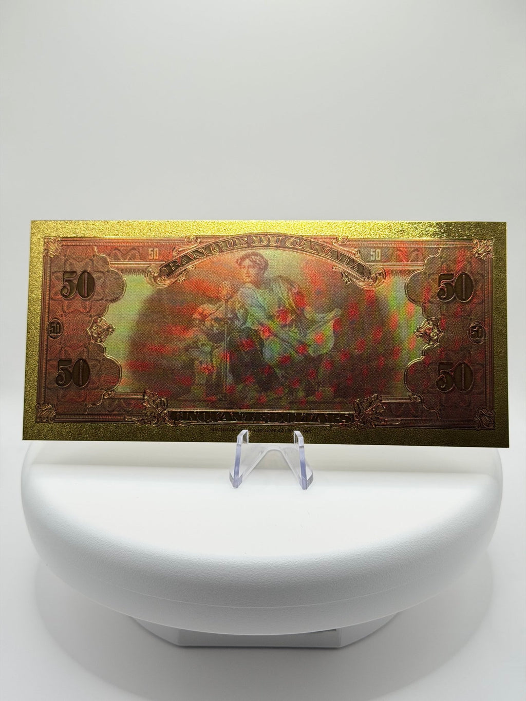 Lot of Bank of Canada One Dollar Gold Foil Note Replica, Vintage Canadian Currency Decor, 24K Plated Novelty Banknote Gift - MMmetalsandmore