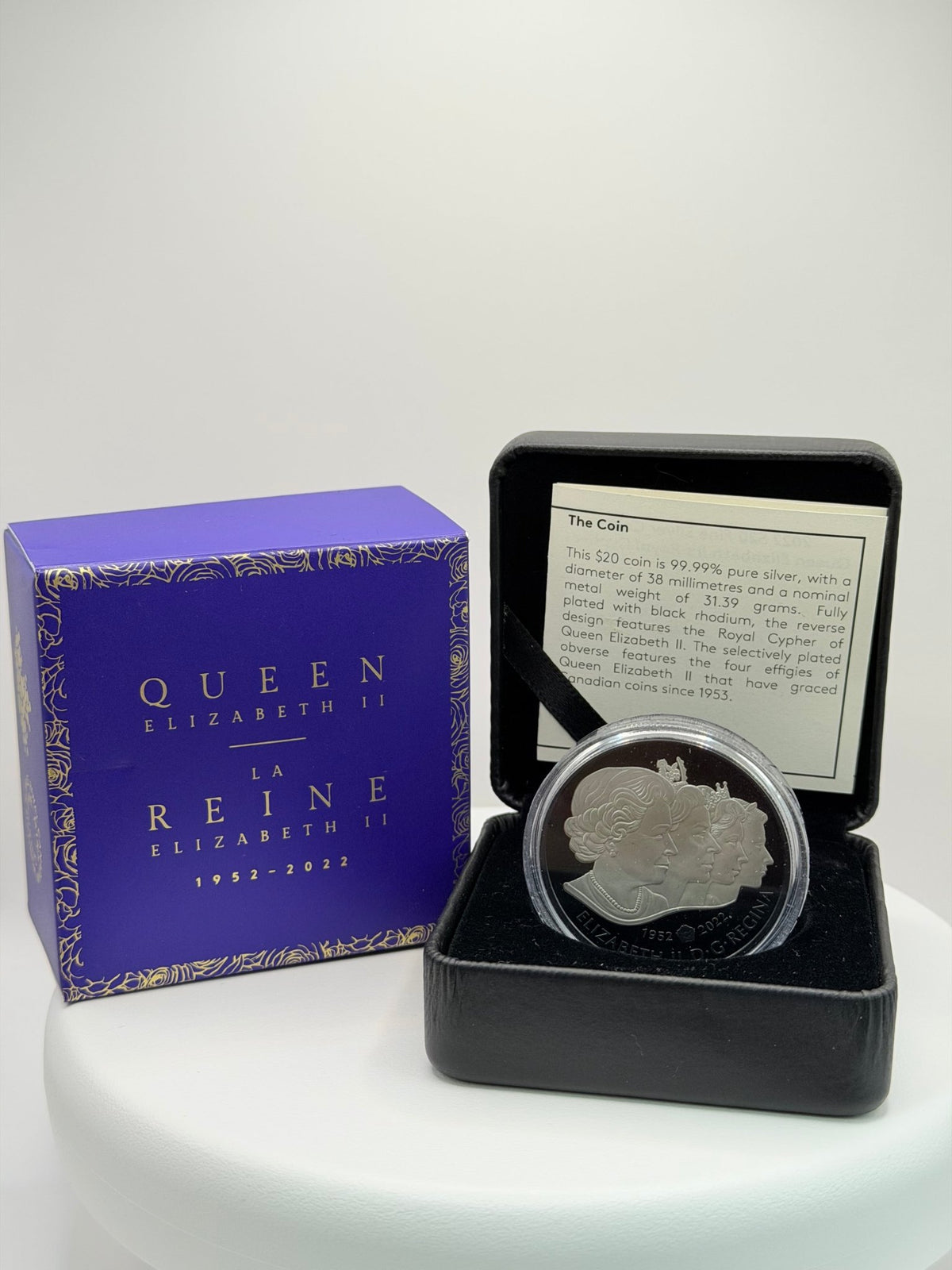 2022 Canada $20 Queen Elizabeth II’s Royal Cypher 1 oz Pure Silver Coin (Black Rhodium Plated) - MMmetalsandmore
