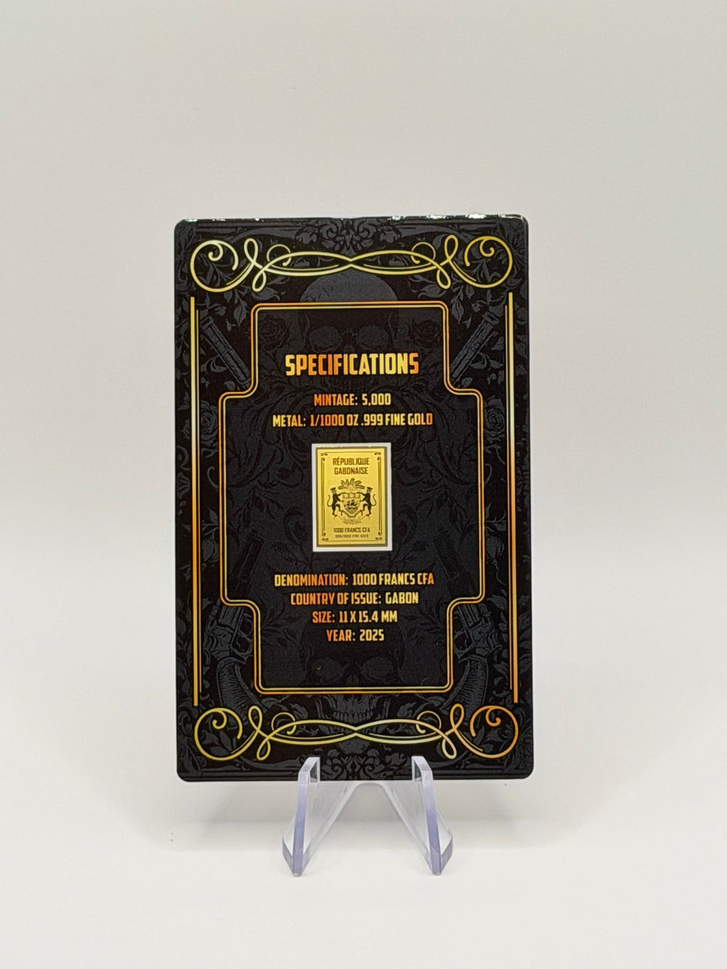 2025 Gabon 1000 Francs CFA 1/1000 oz .999 Fine Gold Bar (Limited Mintage 5,000) - MMmetalsandmore
