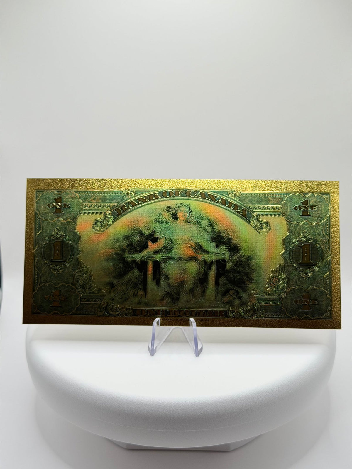Lot of Bank of Canada One Dollar Gold Foil Note Replica, Vintage Canadian Currency Decor, 24K Plated Novelty Banknote Gift - MMmetalsandmore