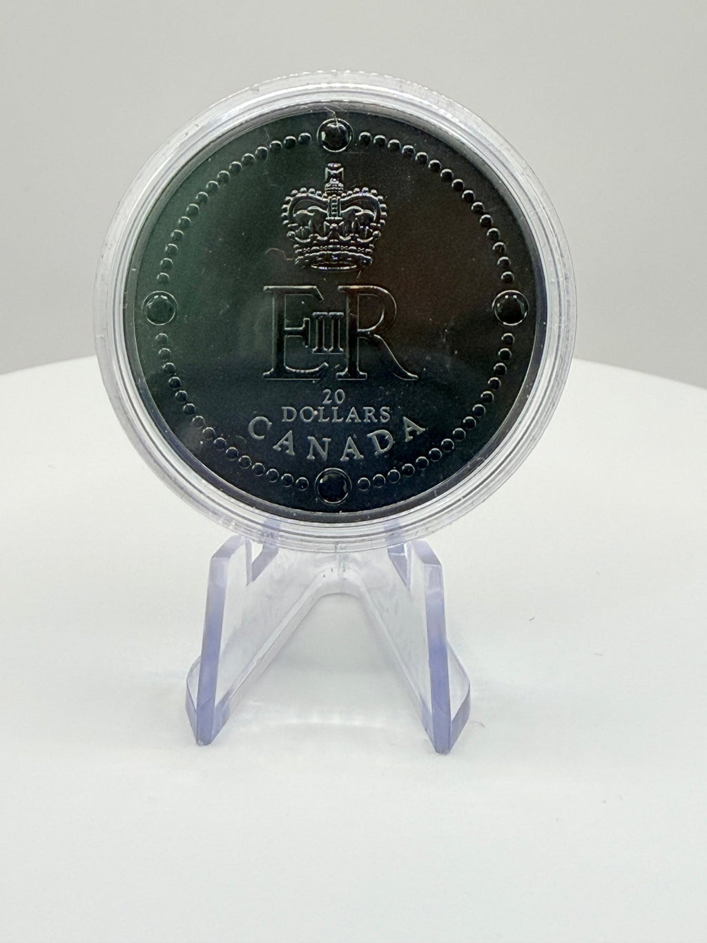 2022 Canada $20 Queen Elizabeth II’s Royal Cypher 1 oz Pure Silver Coin (Black Rhodium Plated) - MMmetalsandmore