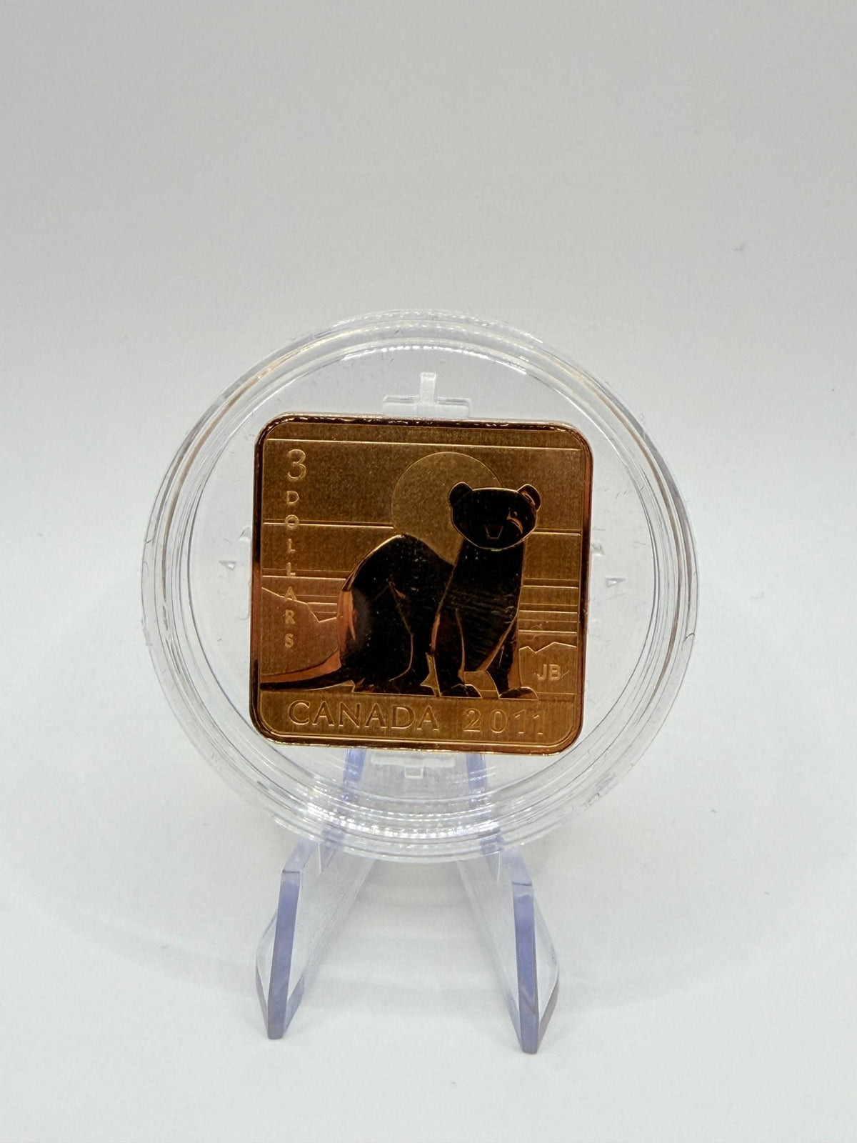 2011 Canada $3 Wildlife Conservation Series: Black-Footed Ferret Gold-Plated Sterling Silver Square Coin (Box & COA) - MMmetalsandmore