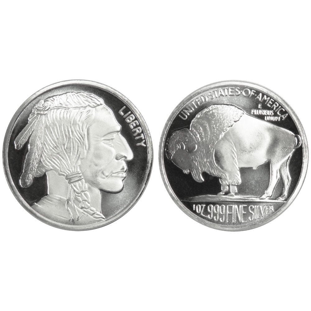1 oz Silver Buffalo Round .999 Fine Silver Bullion (Brilliant Uncirculated) - Assorted Mint - MMmetalsandmore