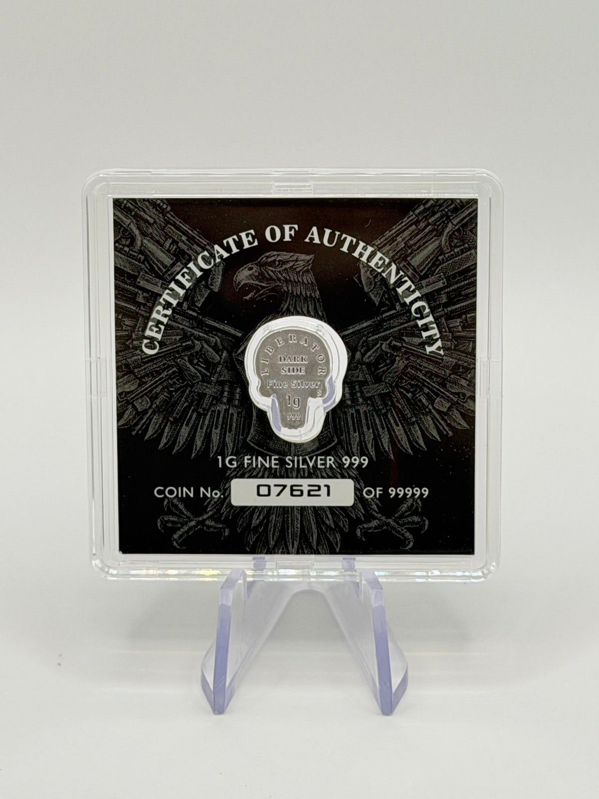 1g "The Liberator" Skull Shaped Fine Silver Round .999 – Dark Side Collector Series - MMmetalsandmore