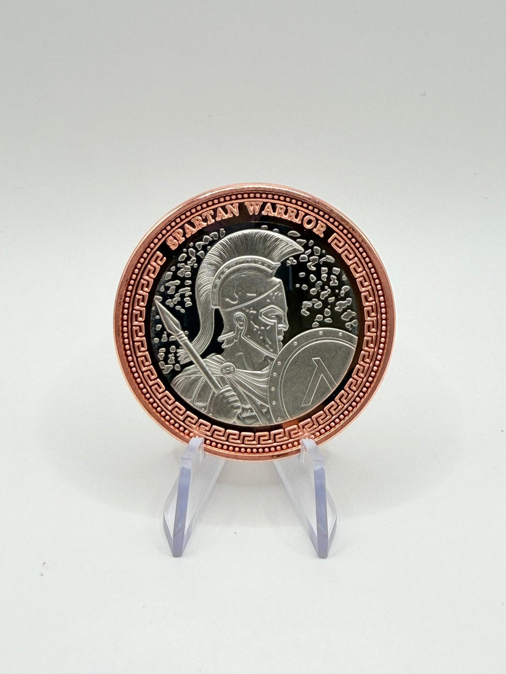 Spartan Warrior Bi-Metallic Collectible Round - 1 oz High Relief Copper & Cupronickel Pocket Coin, Greek History Gift - MMmetalsandmore