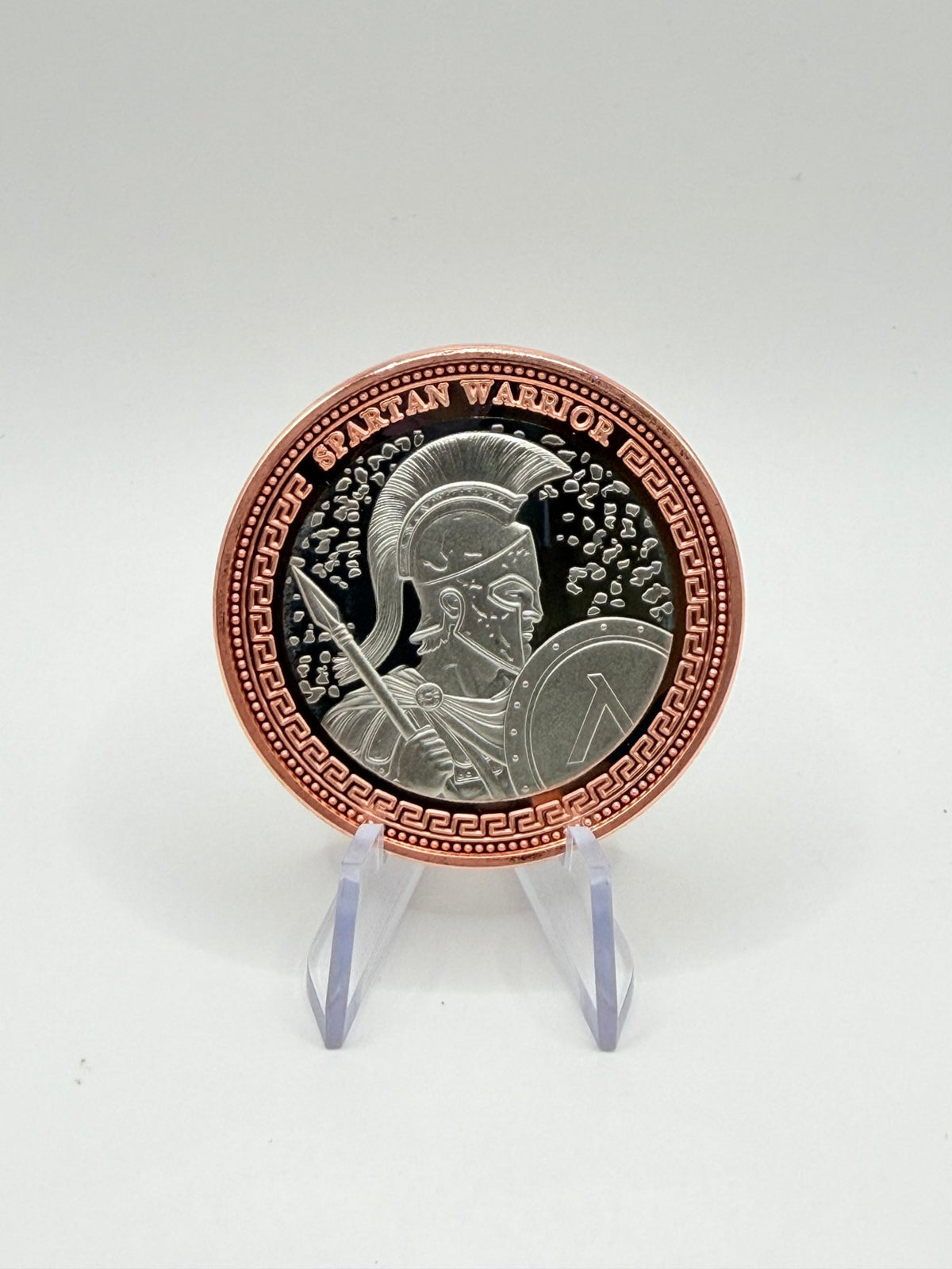 Spartan Warrior Bi-Metallic Collectible Round - 1 oz High Relief Copper & Cupronickel Pocket Coin, Greek History Gift - MMmetalsandmore