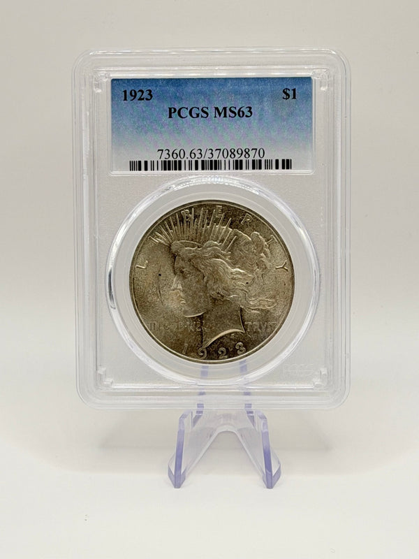 1923 US Mint Peace Silver Dollar $1 – PCGS MS63 (Cert 37089870) - MMmetalsandmore
