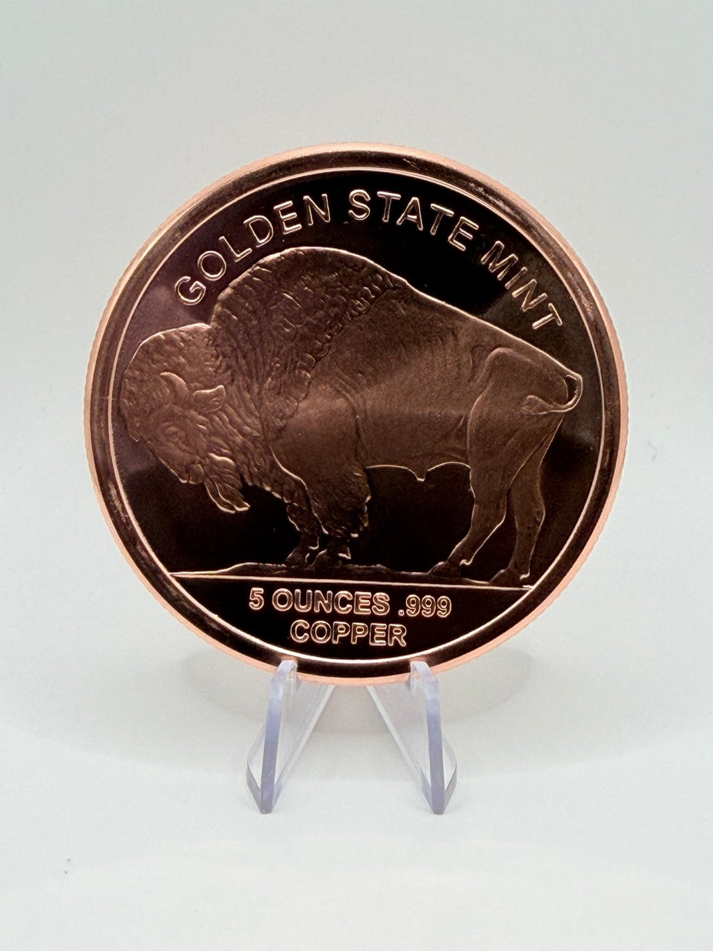 Golden State Mint Buffalo 5 oz Pure Copper Round – .999 Fine AVDP Copper Native American Ingot Bullion - MMmetalsandmore