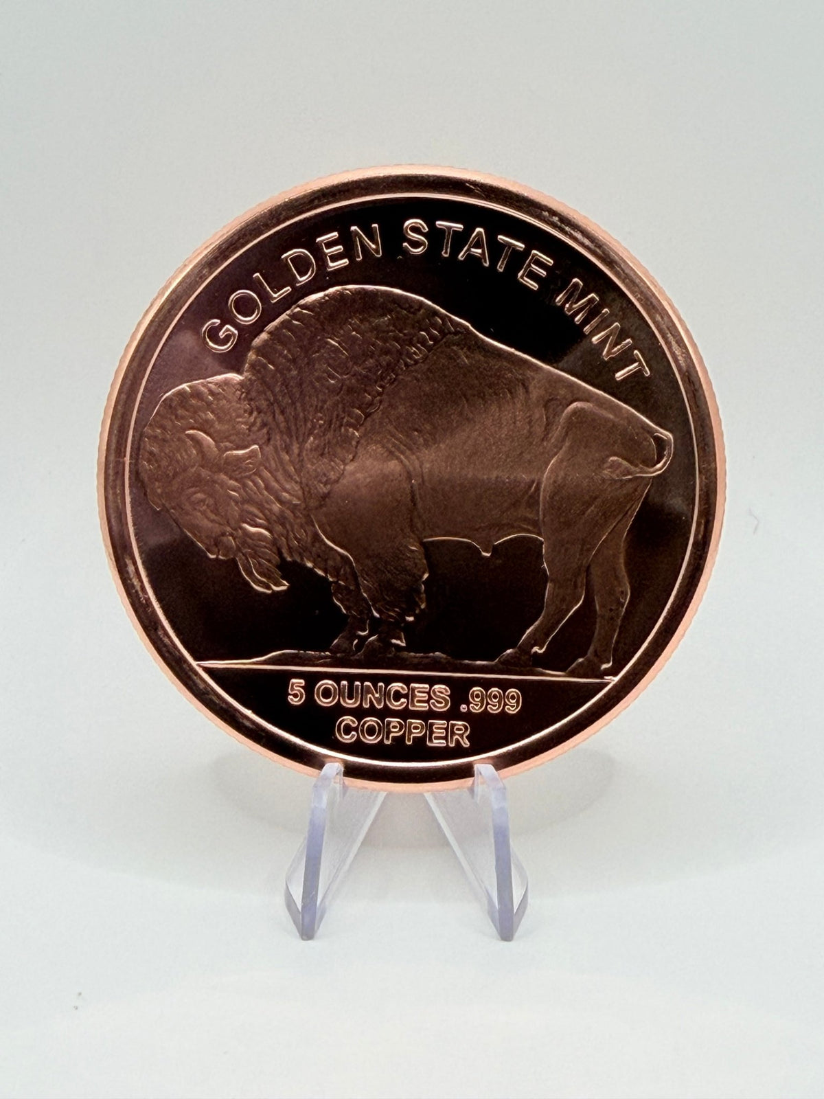 Golden State Mint Buffalo 5 oz Pure Copper Round – .999 Fine AVDP Copper Native American Ingot Bullion - MMmetalsandmore