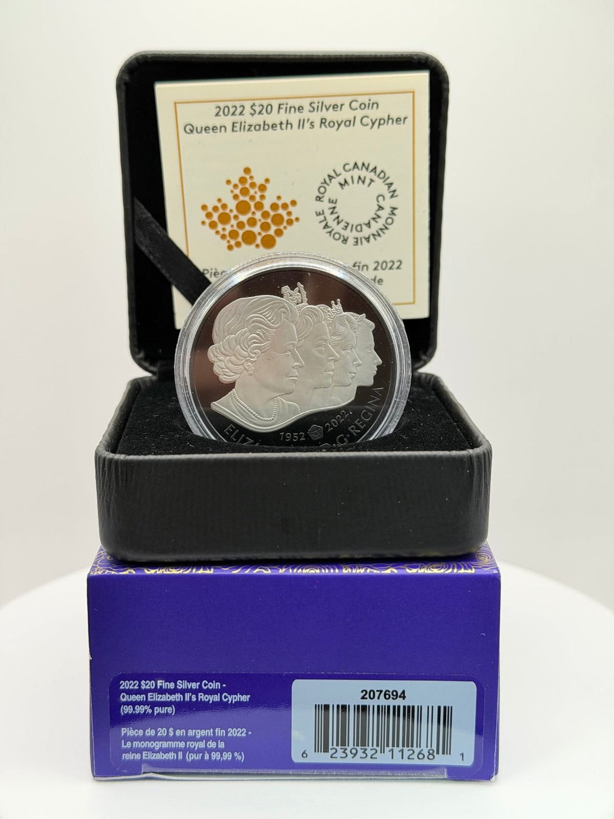 2022 Canada $20 Queen Elizabeth II’s Royal Cypher 1 oz Pure Silver Coin (Black Rhodium Plated) - MMmetalsandmore