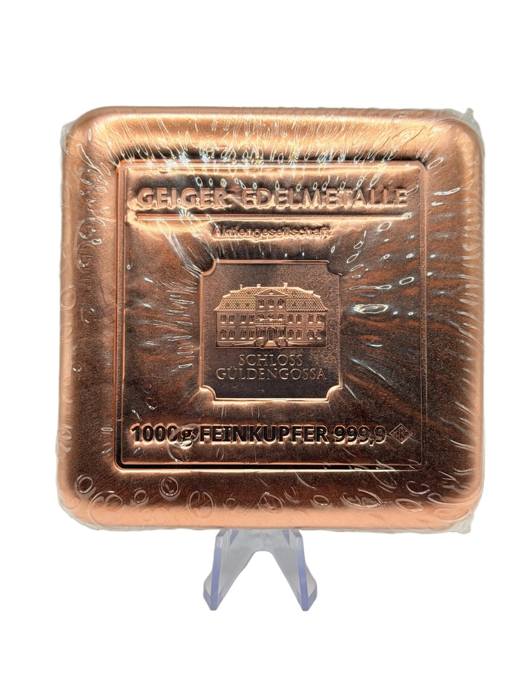 1kg Pure Copper Square Bar .9999 Fine German Bullion Sealed Schloss Güldengossa - MMmetalsandmore1kg Pure Copper Square Bar .9999 Fine German Bullion Sealed Schloss Güldengossa