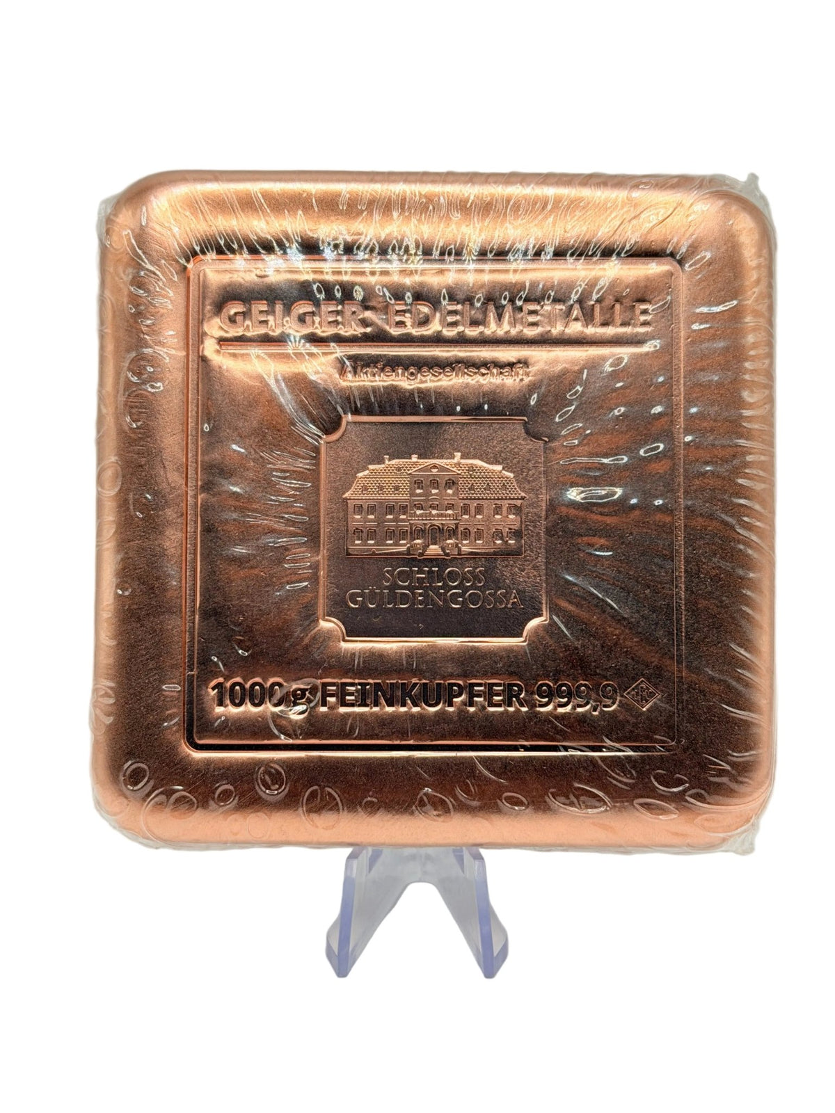 1kg Pure Copper Square Bar .9999 Fine German Bullion Sealed Schloss Güldengossa - MMmetalsandmore1kg Pure Copper Square Bar .9999 Fine German Bullion Sealed Schloss Güldengossa