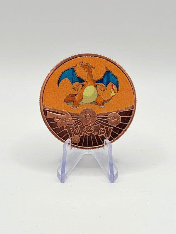 Charizard Pokémon Colorized Commemorative Copper Challenge Coin Round - MMmetalsandmore