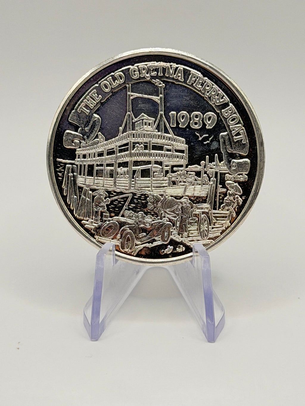 1989 The Old Gretna Ferry Boat 1 oz .999 Fine Silver Commemorative Round - MMmetalsandmore