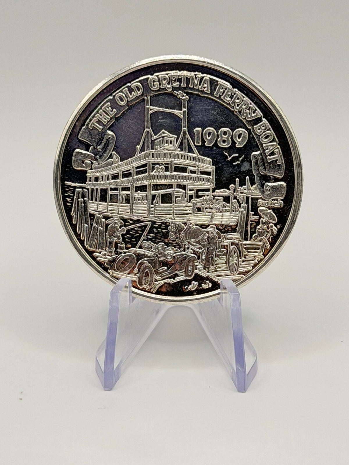 1989 The Old Gretna Ferry Boat 1 oz .999 Fine Silver Commemorative Round - MMmetalsandmore