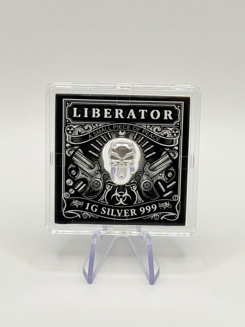 1g "The Liberator" Skull Shaped Fine Silver Round .999 – Dark Side Collector Series - MMmetalsandmore